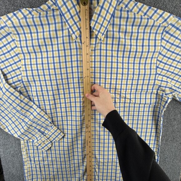 Brooks Brothers Non Iron Cotton Button Up Traditional Fit Large Yellow Blue - Picture 3 of 15